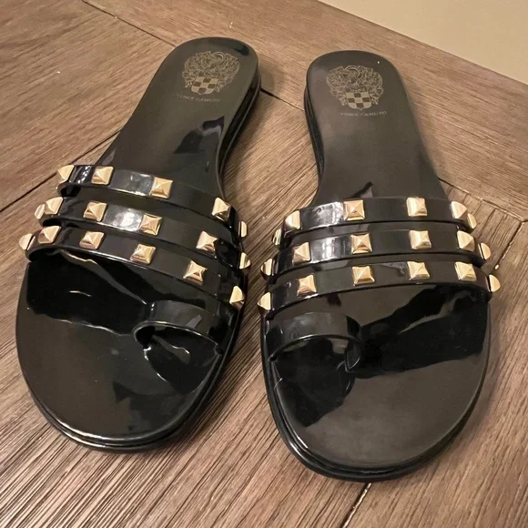 Vince Camuto Black Studded Jelly Slides | Women’s 7 NWOT - Picture 3 of 3